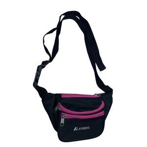 Everest Black & Pink Fanny Pack W/Adjustable Strap & Multiple Zippered Pockets